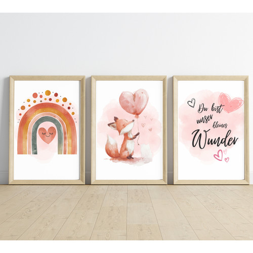 Kinder wandbilder 3er set - kinder,