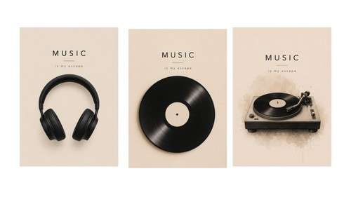 Musik wandbild set 3er - musik,