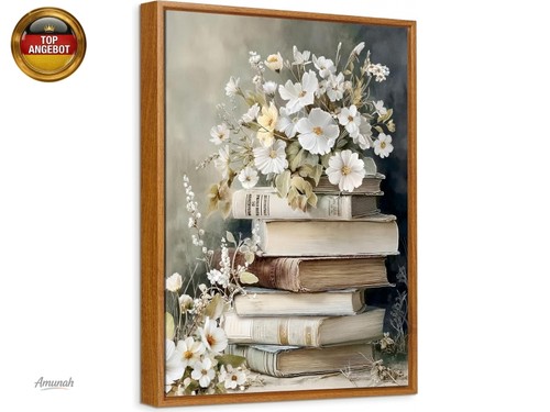 Vintage blumenbücher leinwand - vintage,