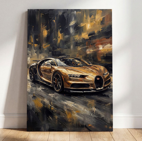 Wandbild gold sportwagen auto - gold,