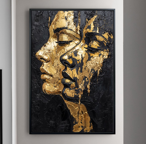 Wandbild paar frauen gold - paar,
