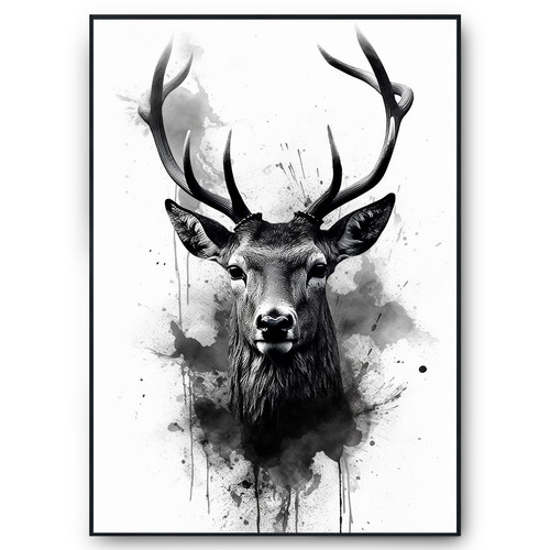 Hirsch wandbild kunstdruck - wandbild,