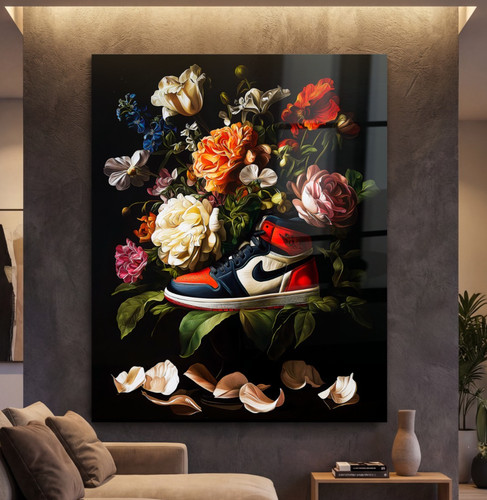 Sneakers und gemalte blumen - gemalte,