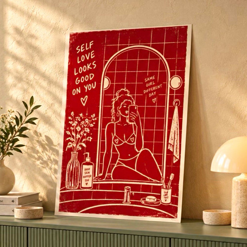 Wandbild rot weiß vertikal - rot/weiß,