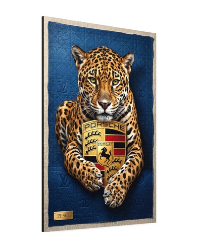 Wandbild luxus auto leopard - wandbild,