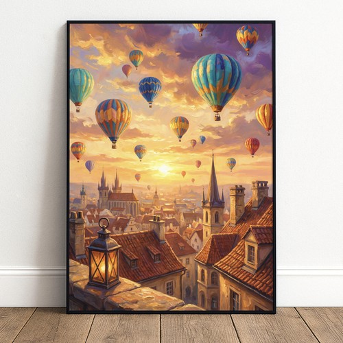Ballon poster stadt balkon - ballon,